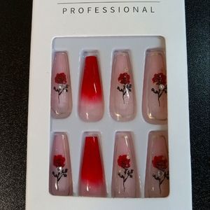 Rose Coffin Nails